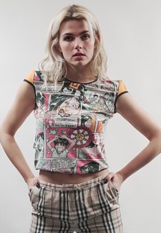 VINTAGE 90'S FESTIVAL COMIC PRINT MOSCHINO T-SHIRT