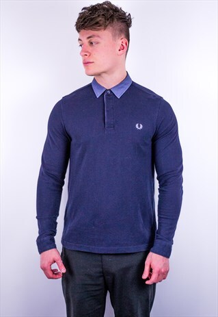 VINTAGE FRED PERRY RUGBY POLO SHIRT IN BLUE