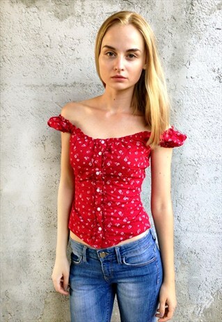 RED OFF SHOULDER FESTIVAL TOP