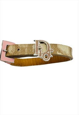Christian Dior Bracelet Oblique Logo Monogram Leather Pink 