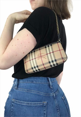 WOMENS BURBERRY HANDBAG BEIGE NOVA CHECK BAG PURSE