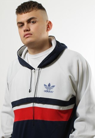 VINTAGE ADIDAS ORIGINALS 1/4 ZIP HOODIE