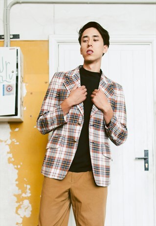 VINTAGE 60S MOD CHECK PRINT BLAZER