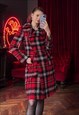 TARTAN KENZO COAT, PLAID WOOL AND MOHAIR MID LENGTH OVERCOAT