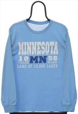 Vintage Minnesota Graphic Blue Long Sleeved TShirt Womens