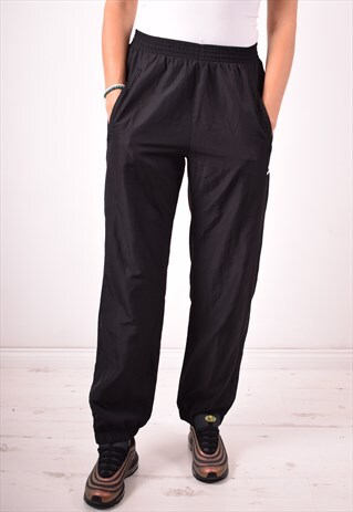 WOMENS VINTAGE TRACKSUIT TROUSERS SMALL BLACK 90S