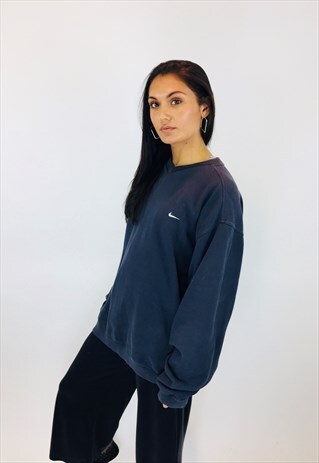 NIKE BLACK EMBROIDERED SWOOSH SWEATSHIRT