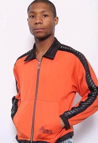 VINTAGE ASICS TAPE LOGO TRACK JACKET ORANGE