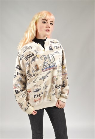 VINTAGE BEIGE 20TH CENTURY AMERICA SWEATER