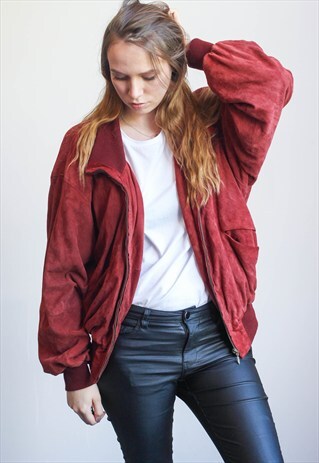 VINTAGE OVERSIZED SUEDE BOMBER JACKET
