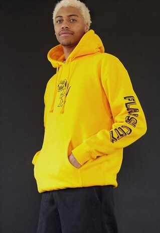 HOODIE IN YELLOW WITH CARTOON DOG LOGO