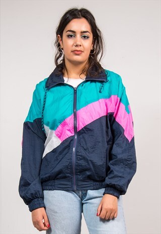 Vintage 90's Bright Colourblock Shellsuit Tracksuit Jacket | The ...