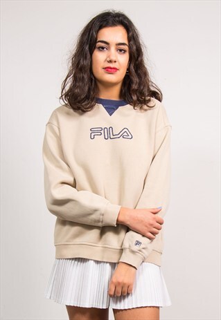 VINTAGE 90'S BEIGE FILA SWEATSHIRT JUMPER