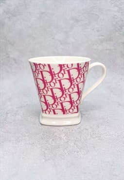 Christian Dior Mug Cup Monogram Logo Pink White Oblique