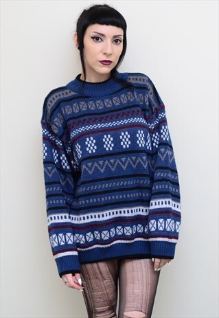 VINTAGE 90'S FAIR ISLE PATTERNED COZY WINTER JUMPER