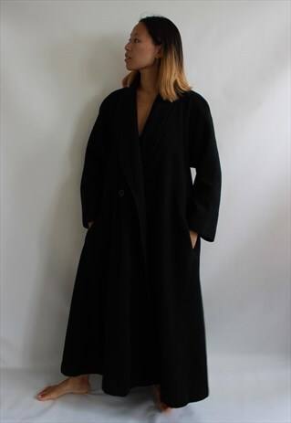 VINTAGE BLACK UMBRELLA MINIMAL WINTER COAT