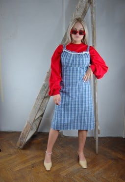 Vintage 90's tartan light sleeves festival country dress 