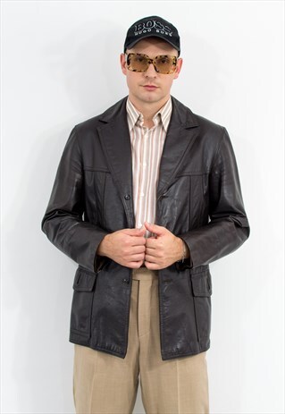 VINTAGE 70S LEATHER JACKET IN BROWN FITTED