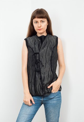 METALLIC ORGANZA WAISTCOAT WITH FRONT LACES