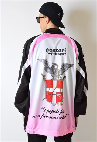 VINTAGE 80S COLOUR BLOCK OVERSIZED SPORTS BOMBER JACKET