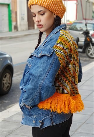VINTAGE 80'S JEANS REWORKED PADDED JACKET COD. 1A-08