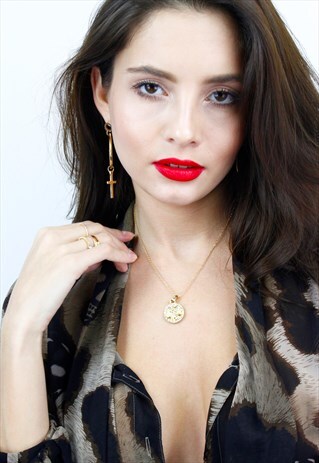 GOLD COIN 'LIBRA' STAR SIGN ZODIAC CHAIN NECKLACE