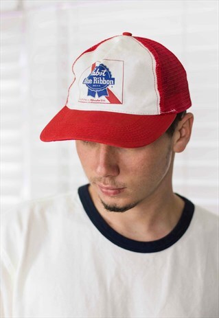 VINTAGE PBR BEER TRUCKER HAT 90S X 2.5