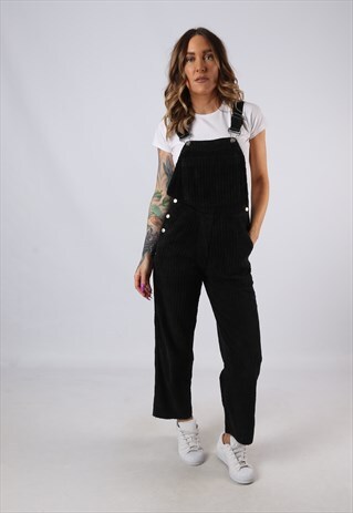 VINTAGE CORDUROY DUNGAREES CORD WIDE LEG UK 8 XS (ACJ)