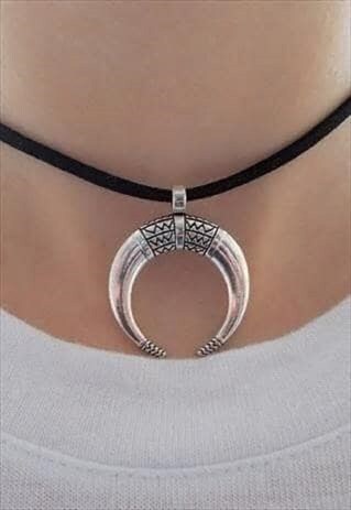 BLACK SUEDE CRESCENT MOON CHOKER / DOUBLE HORN CHOKER