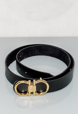 Y2K Vintage iconic buckle leather belt in onyx black 