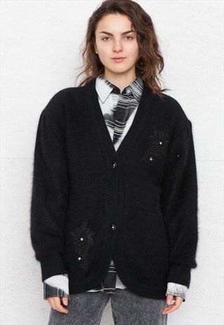 VINTAGE BLACK KNIT CARDIGAN