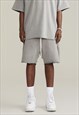 GREY WASHED HEAVY COTTON RELAXED FIT SHORTS