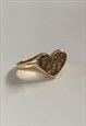 FCK OFF. GOLD HEART ENGRAVED SIGNET RING IMPERFECT