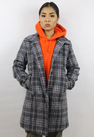 VINTAGE 90'S ROBE DI KAPPA GREY CHECK COAT