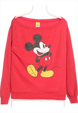 Vintage 90's Disney Sweatshirt Printed Crewneck Mickey Red M