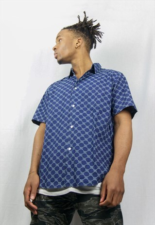 MONOGRAM NAVY DESIGNER RIP OFF SHIRT