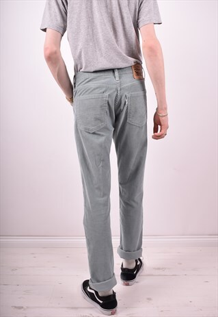 LEVI'S 511 MENS VINTAGE CORDUROY TROUSERS W32 L34 GREY 90S