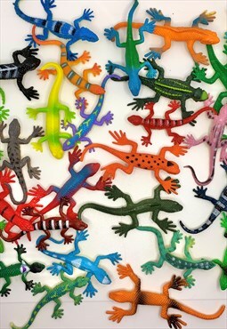 handmade funky unisex plastic lizard weird festival earrings