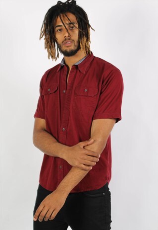 VINTAGE WRANGLER SHORT SLEEVE WESTERN SHIRT RED