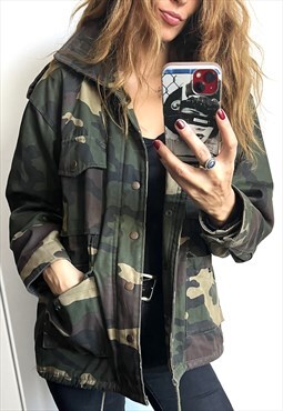 Cotton Camouflage Short Travel Jacket Parka Small