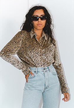 Vintage 90s Embossed Patterned Shirt Long Sleeves