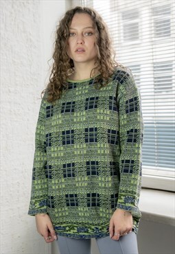 Vintage 90's Green/Blue Checked Wool Top