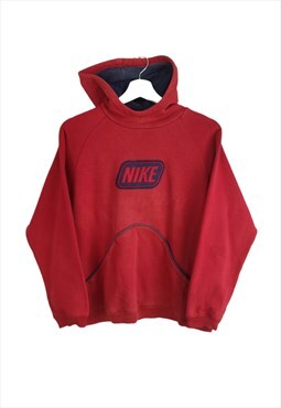 Vintage Nike Logo Hoodie in Red M