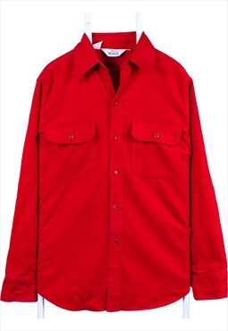Vintage 90's Woolrich Shirt Button Up Long Sleeve Red Large