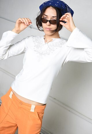 Y2K RETRO EASTERN INSPIRED KITSCH TEEN FLARE SLEEVE TOP