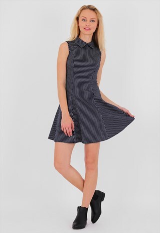 PETER PAN COLLAR STRIPED SKATER DRESS