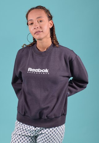VINTAGE REEBOK ESSENTIALS FADED BLACK SWEATSHIRT