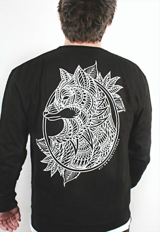 FOX MANDALA BLACK SWEATER