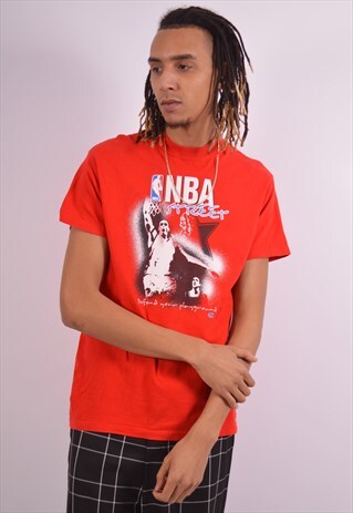 VINTAGE CHAMPION NBA T-SHIRT TOP RED