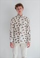 VINTAGE 70S ARROW COLLAR FITTED MENS SHIRT IN CAR PRINT S